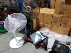 (R1G) 6 Items. 3 X Gazebo Panels, 1 X Stylec 9Ó Metal desk Fan & 2 X Arlec Tall Floor Fans (1 X As