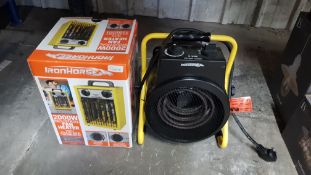 (R13A) 2 Items. 1 X Ironhorse 2000W Industrial Fan Heater & 1 X Ironhorse Industrial Fan Heater FH3