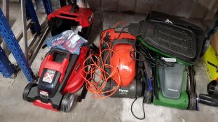 (R13C) 3 Items. 1 X Ozito Power Xchange 18V Cordless Lawn Mower, 1 X Flymo Chevron 32V Corded Lawn