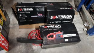 (R13B) 2 Items. 1 X Sovereign 41cc Petrol Chainsaw & 1 X Sovereign 1800W Electric Chainsaw