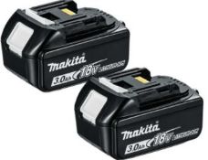 (R14F) 3 X Makita Items. 2 X 3.0Ah 18V Rechargeable Battery (BL1830) & 1 X Battery Charger (DC18RCT