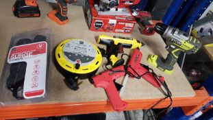 6 Items. 1 X Ryobi 18V Cordless Drill (R18PDBL) , 1 X Stanley Fat Max Ceramic Quick Heat (FMHT0-7...