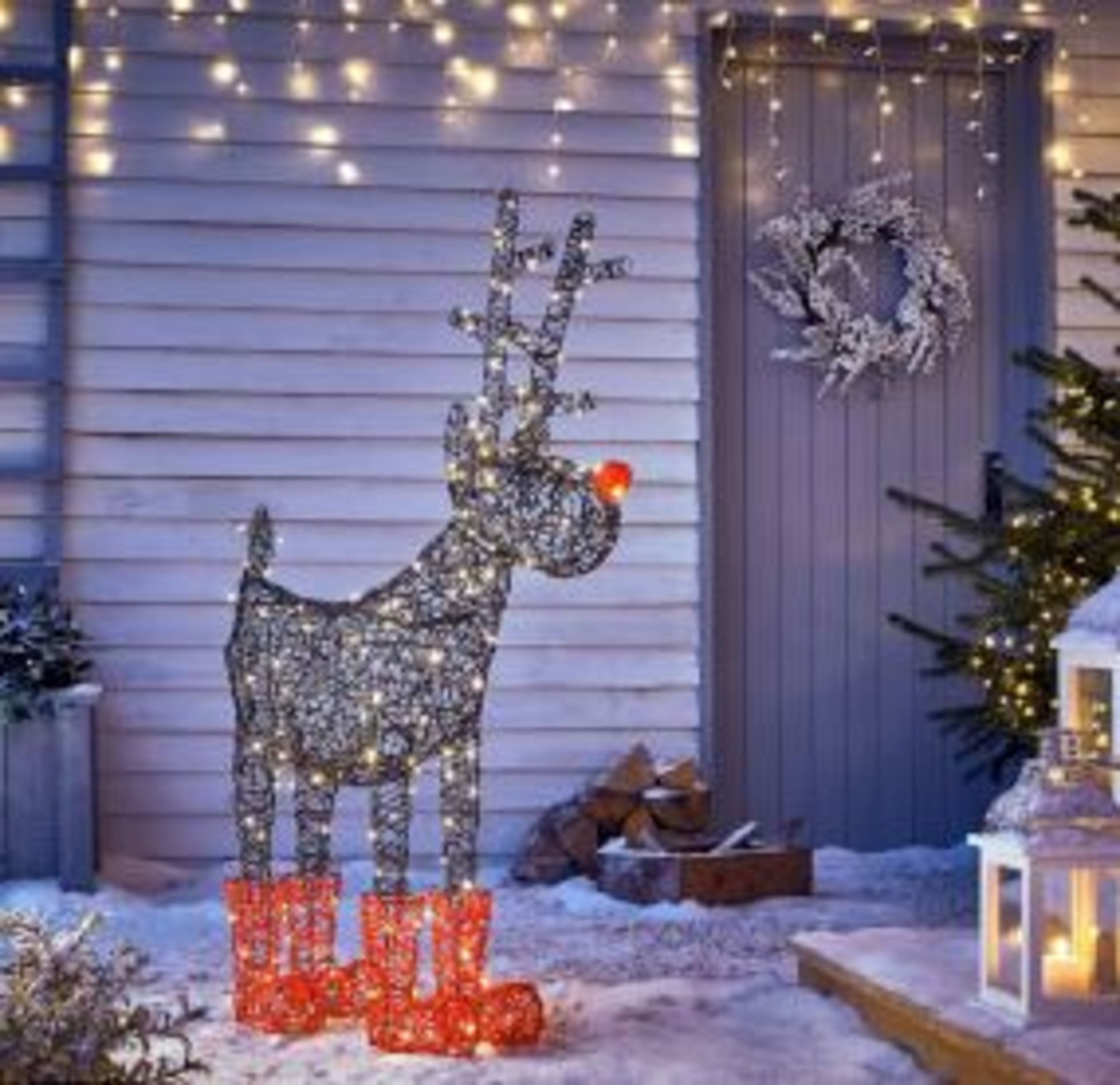 (R14D) Christmas. 2 Items. 1 X Rudolph Rattan Effect LED Reindeer & 1 X 7ft Snowy Derry Premium Tre - Image 2 of 3