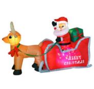 (R1F) Christmas. 7 Items. 3 X 4ft Inflatable Santa In Sleigh, 1 X Spiral Tree LED Stakes, 1 X 10 G