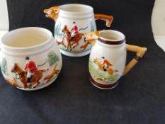 Portland Potteries Corbridge ( PPC ) Hunting Scene Jugs and Bowl.