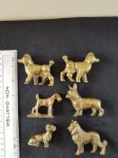 Collection of Solid Brass Dogs.