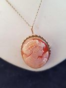 9ct Gold Cameo Necklace/Brooch.