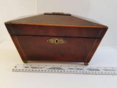 Antique Sarcophagus Shaped 3 Compartment Tea Caddy