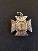 Victorian Silver Maltese Cross, Compass Fob.