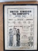 1880's Framed Advert for United Kingdom Tea Company
