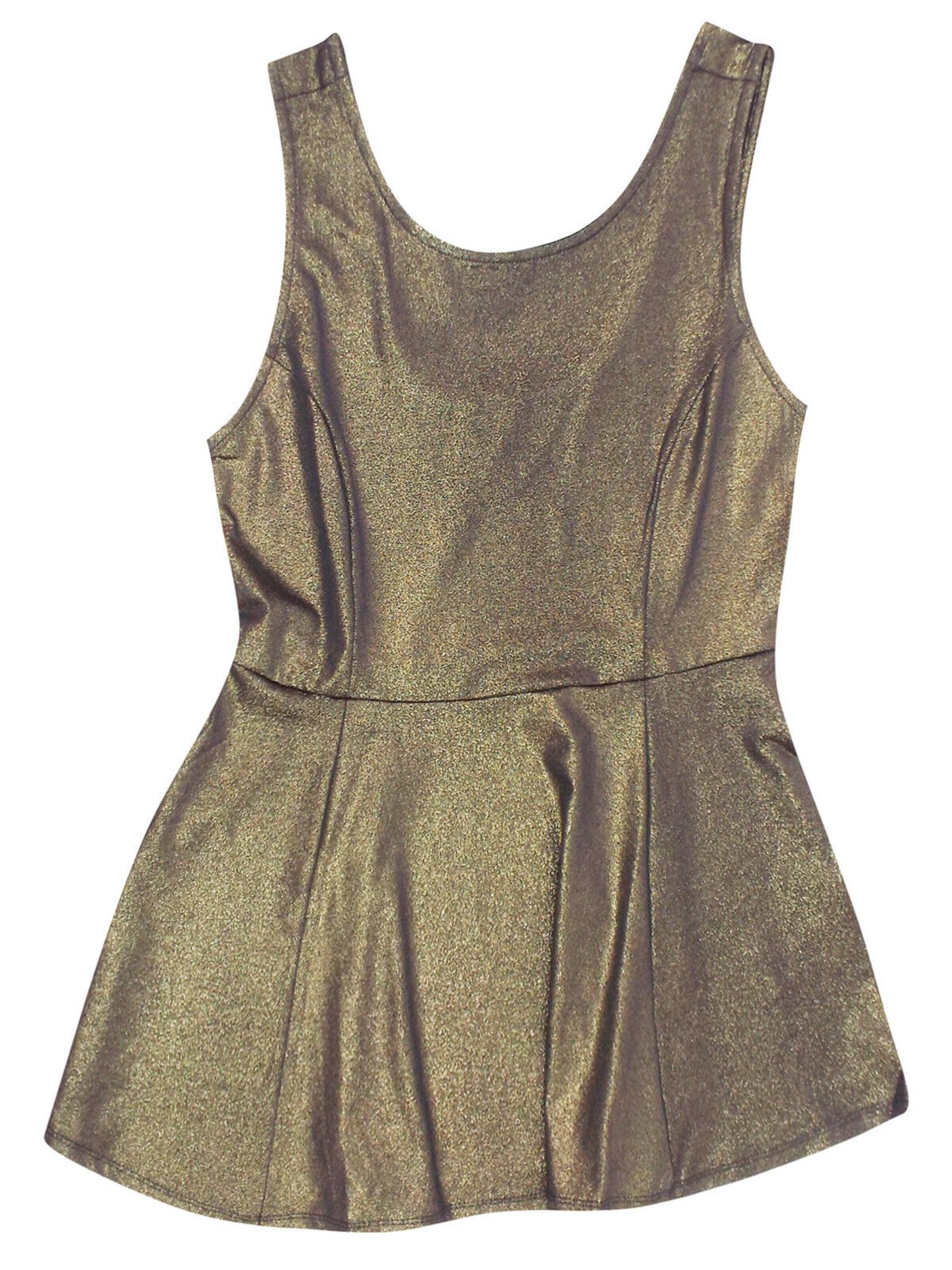 8 Off Ellos GOLD Sleeveless Shimmer Peplum Top - Image 2 of 3