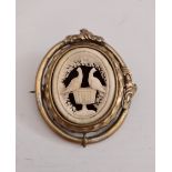 Antique Victorian Swivel Remembrance Brooch Carved Doves Insert     Antique Victorian Swivel