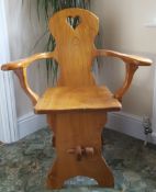 Vintage Solid Elm Arm Chair Hand Made 1970's Ideal For A Hall or Corner Vintage Solid Elm Arm