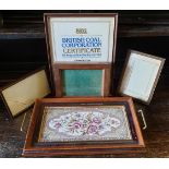 Antique Parcel of Frames and a Wooden Tiled Tray     Antique Parcel of Frames and a Wooden Tiled