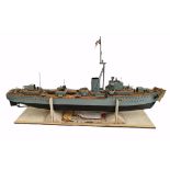 Vintage Wooden Model Boat Royal Navy HMS Jutland D62 Destroyer Battery Powered Vintage Wooden