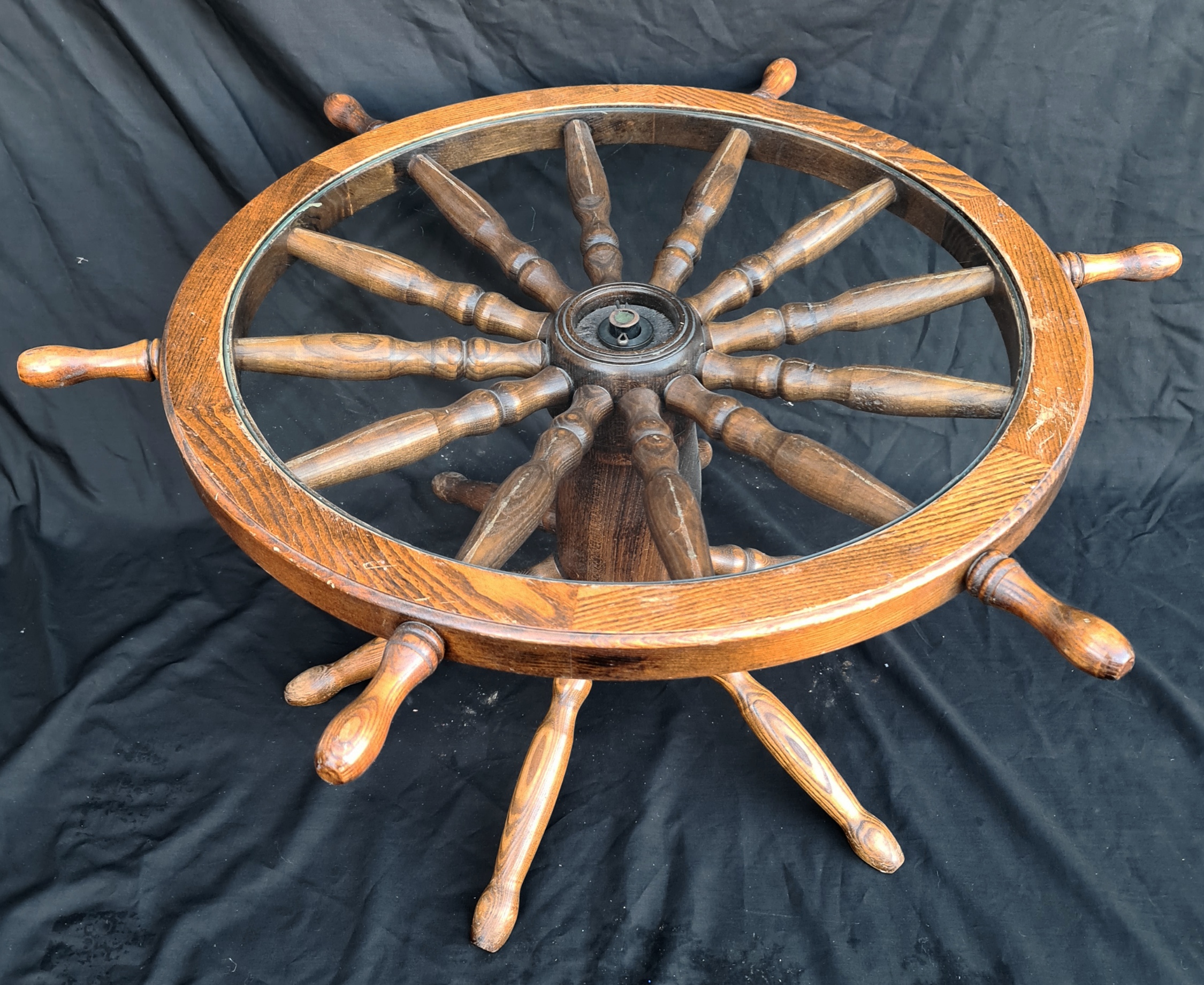 Vintage Retro Ships Wheel Coffee Table c1970's Vintage Retro Ships Wheel Coffee Table c1970's.