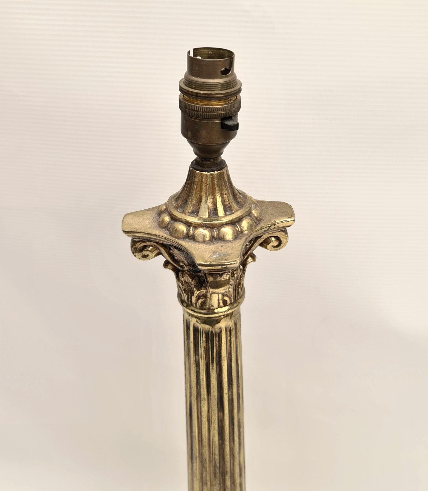 Vintage Brass Lamp Composite Style Column     Vintage Brass Lamp Composite Style Column.Measures - Image 2 of 3