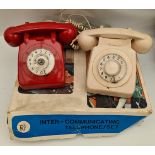 Vintage 2 BT Telephones 1 Red 1 Cream & Toy Telephone Set     Vintage 2 BT Telephones 1 Red 1
