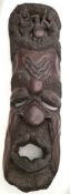 Antiques African Sculptured Wall Grotesque Face Mask 30 inches Tall     Antiques African