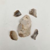 Antique Late Palaeolithic Flint Weapons 5 Arrow Heads etc.     Antique Late Palaeolithic Flint