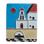 Studio Pottery Wall Tile Mediterranean Scene     Studio Pottery Wall Tile Mediterranean Scene.