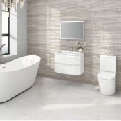 New 700mm Amelie High Gloss White Curved Vanity Unit - Wall Hung. Rrp £749.99.Comes Complete ...