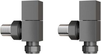 New 15 mm Standard Connection Square Angled Anthracite Radiator Valves. Ra03A. Complies With ... New