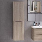 New & Boxed 1400mm Austin II Light Oak Effect Tall Wall Hung Storage Cabinet - Right Hand. Mf2...