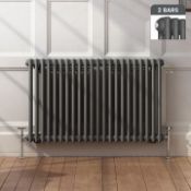 New & Boxed 600x1008mm Anthracite Double Panel Horizontal Colosseum Traditional Radiator. Rca5...