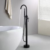 New Matte Black Gladstone Freestanding Thermostatic Bath Mixer Tap With Hand Held Shower Head. ...