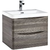 New (E29) Bella 600mm Wall Hung Vanity Unit And Basin Avola Grey. RRP £660. Comes Complete Wit...