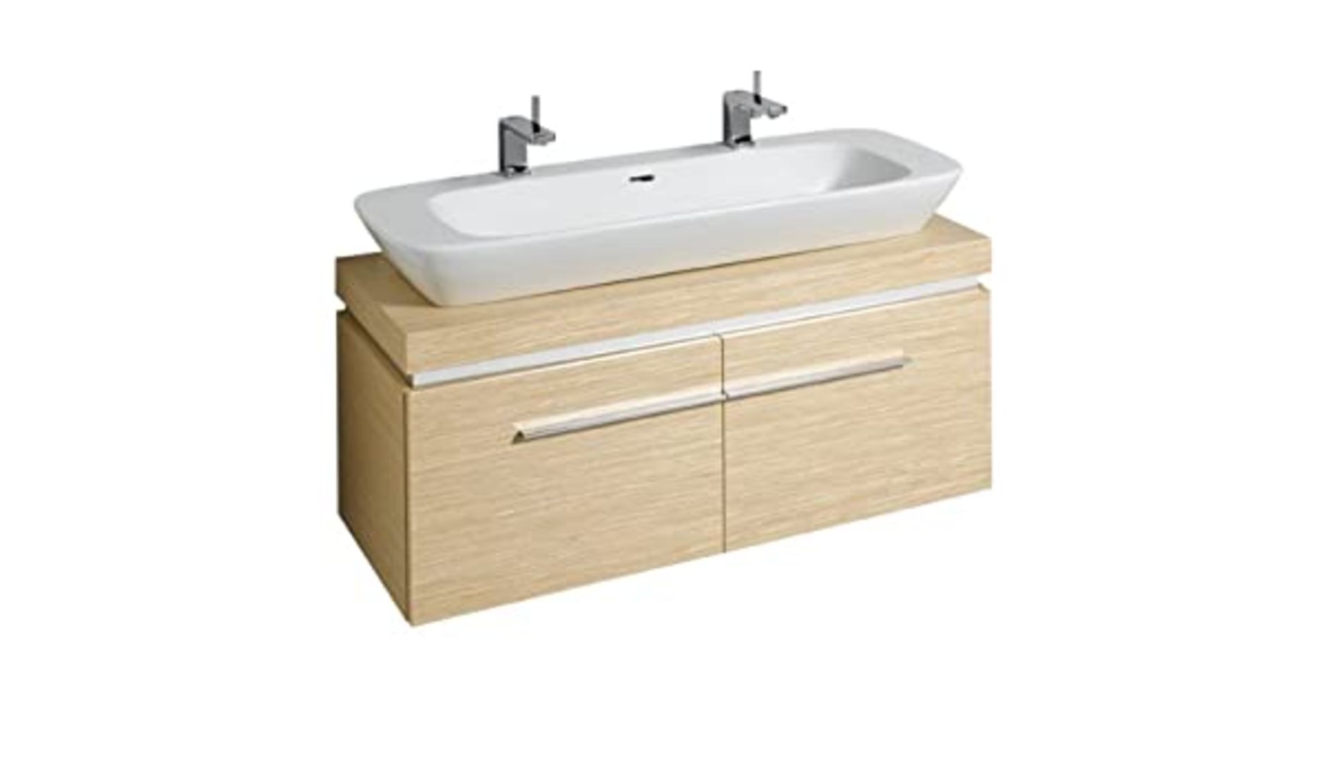 NEW (F22) Keramag 1200mm Silk Light Oak Vanity Unit. RRP £2,144.99.With 2 drawers and 2 chrom... - Image 2 of 2