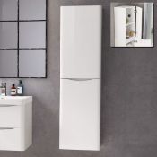 New & Boxed 1400mm Austin II Gloss White Tall Wall Hung Storage Cabinet - Right Hand. Mf2423.R...