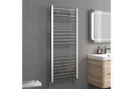 New 1200x500mm - 20mm Tubes - Chrome Heated Straight Rail Ladder Towel Radiator - Natasha.RRP ?...