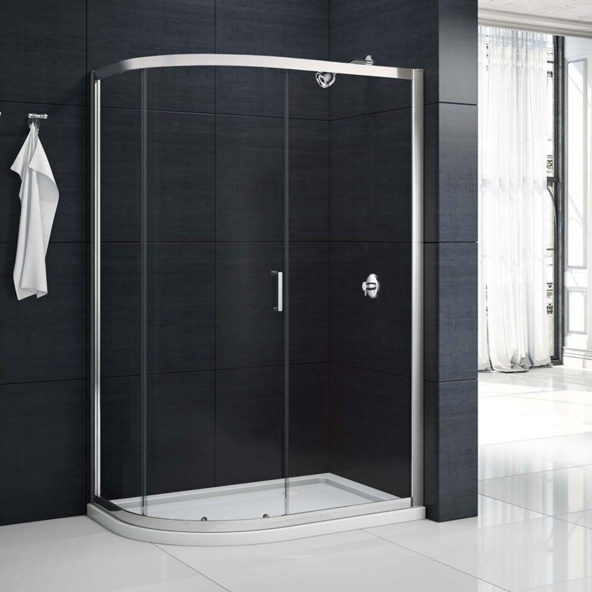 New (E53) 1000x800mm Offset 1 Door Quadrant Shower Enclosure With 6mm Fixed Panel. New (E53)