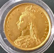 UK 1892 Victoria Jubilee Head Shield Back Gold Half Sovereign High Grade