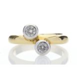 18k Two Stone Rub Over Set Diamond Ring 0.36 Carats