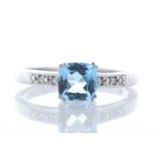9k White Gold Blue Topaz Diamond Ring