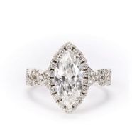 18k White Gold Marquise Halo Diamond Ring 2.02 Carats