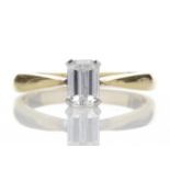 18k Single Stone Emerald Cut Diamond Ring 0.72 Carats