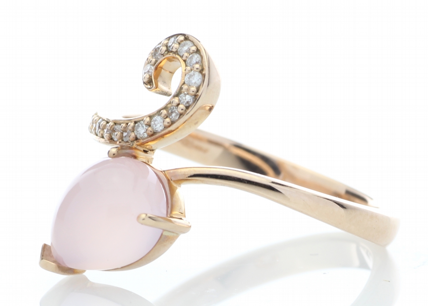 9k Rose Gold Ladies Dress Diamond And Rose Quartz Ring - Image 2 of 4