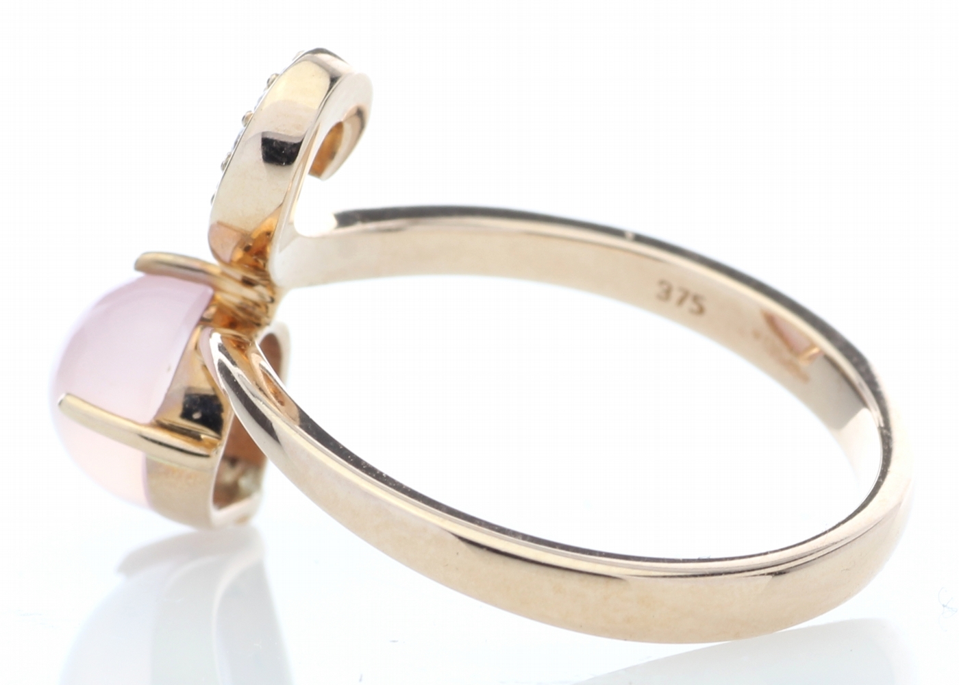9k Rose Gold Ladies Dress Diamond And Rose Quartz Ring - Image 3 of 4