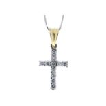 18k White Gold Diamond Cross Pendant 0.50 Carats