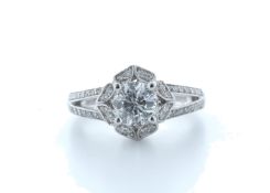 18k White Gold Diamond Halo Ring 1.04 (0.81) Carats