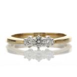 18k Yellow Gold Three Stone Diamond Ring 0.25 Carats