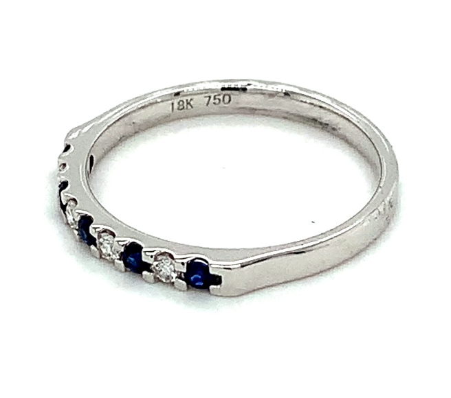 0.15ct sapphire and 0.08ct diamond eternity ring set in 18kt white gold - Image 2 of 5