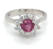 0.96ct round brilliant ruby and 0.54ct diamond ring set in 18kt white gold