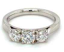 Round brilliant 1.04ct trilogy ring set in platinum, G colour, SI1 clarity with GIA certificate