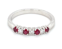 0.26ct ruby and 0.13ct diamond ring eternity ring set in 18kt white gold