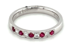 0.16ct ruby and 0.10ct diamond ring eternity ring set in 18kt white gold